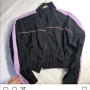 Purple/ black biker coat